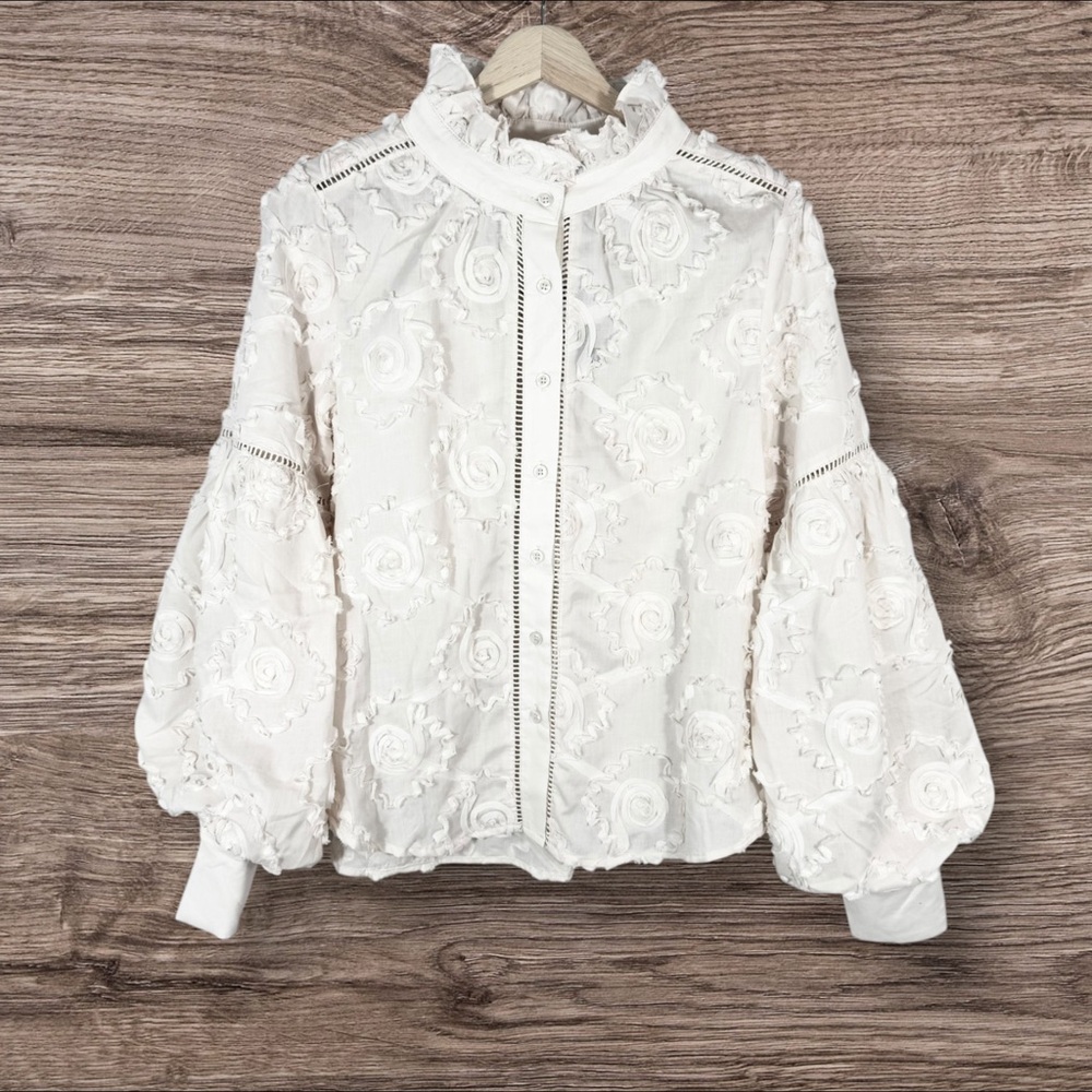 Garcia Floral Ribbon Blouse in Ivory Large - Picture 4 of 11